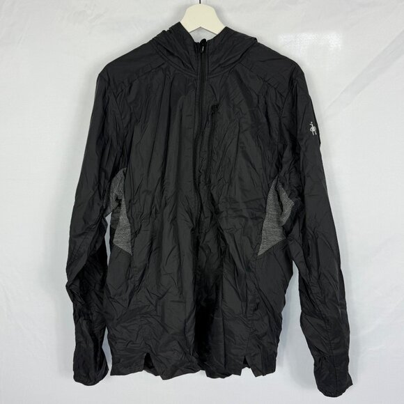 Smartwool PhD Ultra Light Jacket Men's Large Black Hooded Full Zip Outdoor Sport - Picture 1 of 10